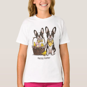 Camiseta Feliz Páscoa Cães Boston Terrier