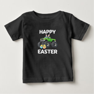 Camiseta Feliz Páscoa Caminhão Monstro Crianças Feriado
