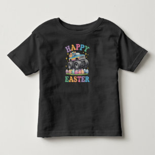 Camiseta Feliz Páscoa Caminhão Monstro Engraçado Esmaga Ovo