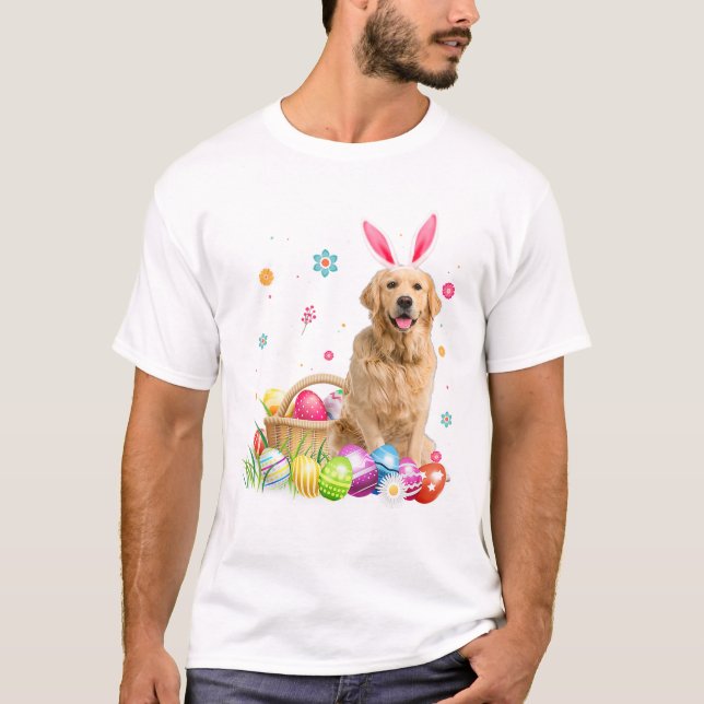 Camiseta Feliz Páscoa Coelhinho Fofo Dourado (Frente)