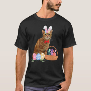 Camiseta Feliz Páscoa Coelhinho Fofo Gato Ovos Cesta Homens