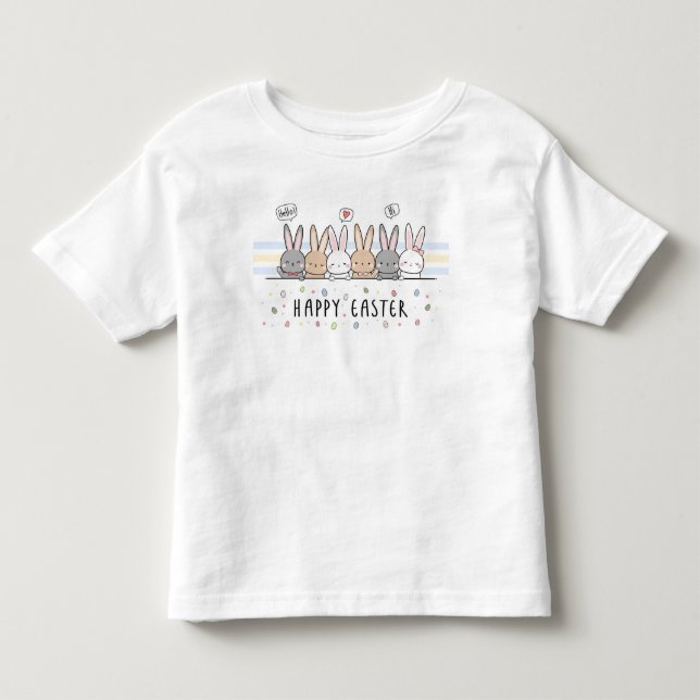 Camiseta Feliz Páscoa Coelhinhos da Páscoa Fofos (Frente)