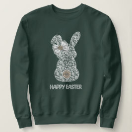 Camiseta Feliz Páscoa Coelho de Renda Orelhas de Renda Laço