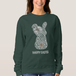 Camiseta Feliz Páscoa Coelho de Renda Orelhas de Renda Laço