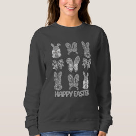 Camiseta Feliz Páscoa Coelho de Renda Orelhas de Renda Laço