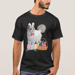Camiseta Feliz Páscoa Coelho Fofo Gato Ovos Cesta Homens Mu