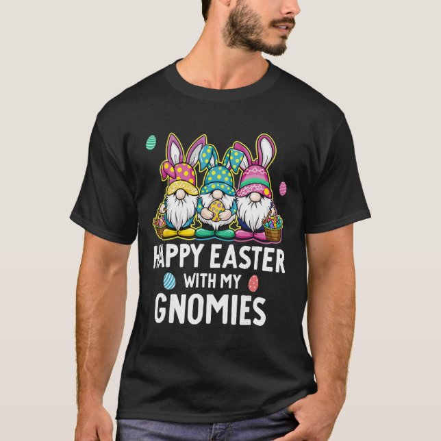 Camiseta Feliz Páscoa Com Minhas Gnomies Meninas Crianças M (Frente)