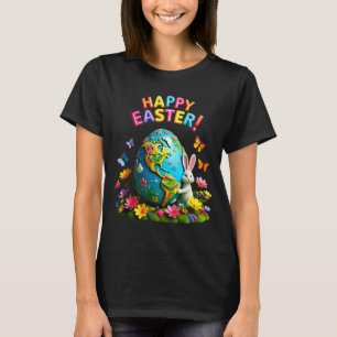 Camiseta Feliz páscoa dia da terra 2026 coelho mapa mundi p