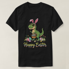 Camiseta Feliz Páscoa Dinossauro Coelho Dino Fofo 