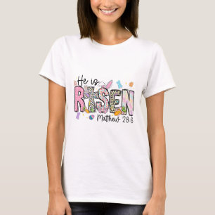 Camiseta Feliz Páscoa Ele Ressuscitou Jesus Mateus 286 Mulh