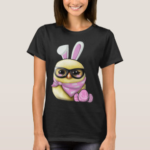 Camiseta Feliz Páscoa Frango Fofo Bunny Orelhas de Coelho P