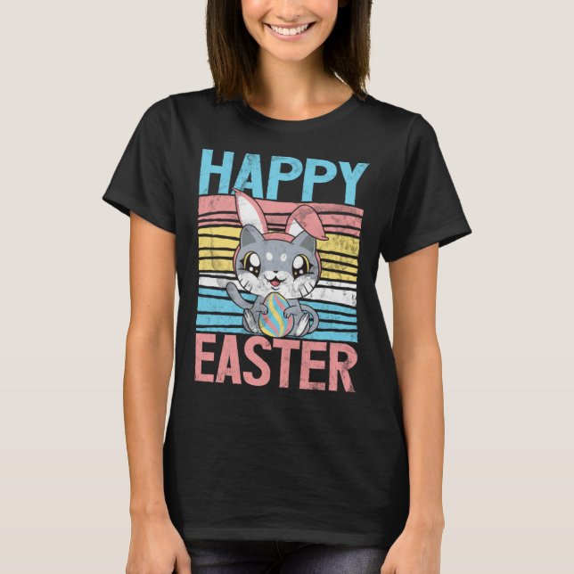 Camiseta Feliz Páscoa Gato Divertido Páscoa (Frente)
