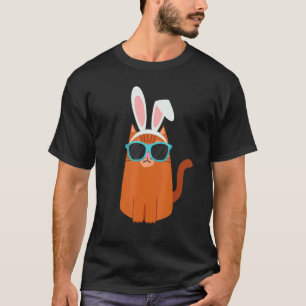 Camiseta Feliz Páscoa Gato Legal Com Orelhas de Coelho e Óc