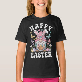 Camiseta Feliz Páscoa Gnomo Com Orelhas de Coelho Ovos Colo