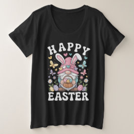 Camiseta Feliz Páscoa Gnomo Com Orelhas de Coelho Ovos Colo