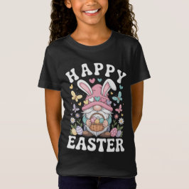 Camiseta Feliz Páscoa Gnomo Com Orelhas de Coelho Ovos Colo