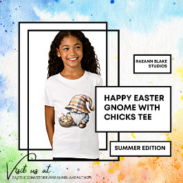 Camiseta Feliz Páscoa Gnomo com Pintinhos