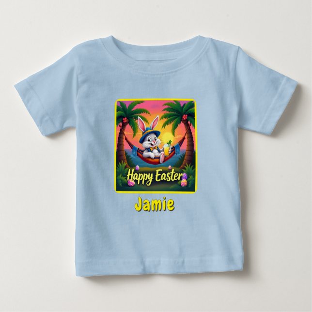 Camiseta Feliz Páscoa Nome Pessoal (Frente)