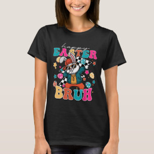 Camiseta Feliz Páscoa Retro Bruh Coelho Fofo Dabbing Crianç