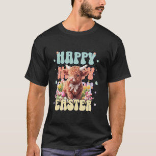 Camiseta Feliz Páscoa Vaca das Terras Altas da Escócia Beze