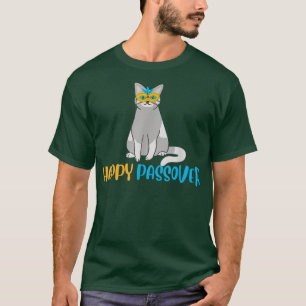 Camiseta Feliz Passover Gato Engraçado Figurino Judeu Féria