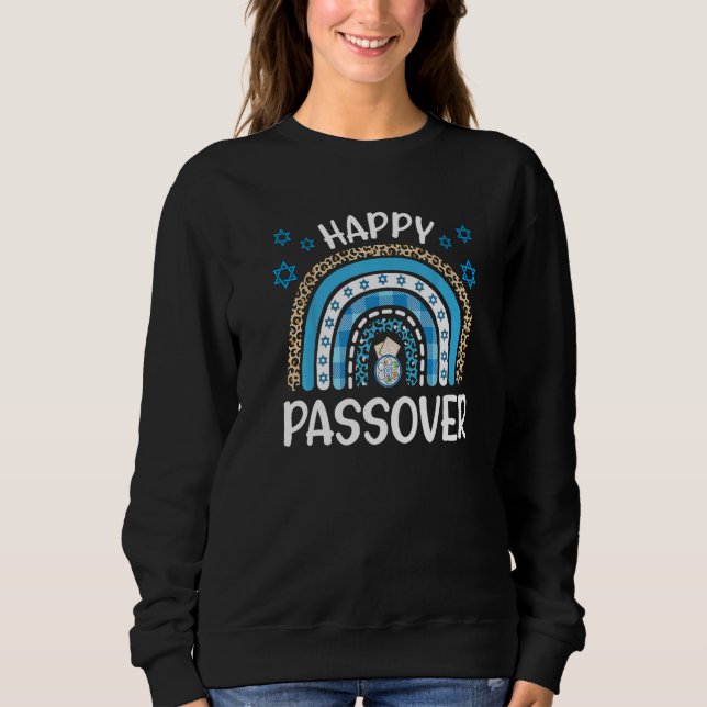 Camiseta Feliz Passover Leopard Imprima Rainbow Pesach jude (Frente)