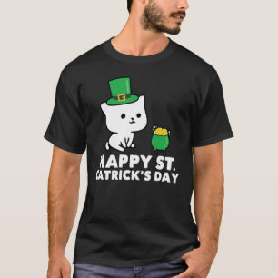 Camiseta Feliz Patrick S Day Gato Bonito Correspondente