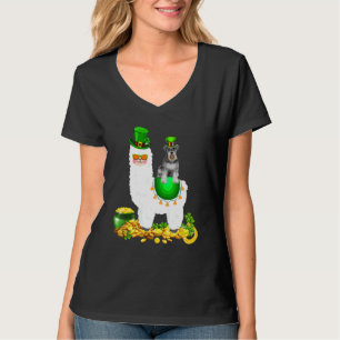 Camiseta Feliz Patrick S Day Leprechaun Schnauzer Riding Ll