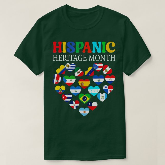 Camiseta Feliz Patrimônio Nacional Hispânico Mês Todos os C (Frente do Design)