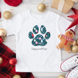 Camiseta Feliz Pawlidays Natal Cachorro Pata Crianças Camis