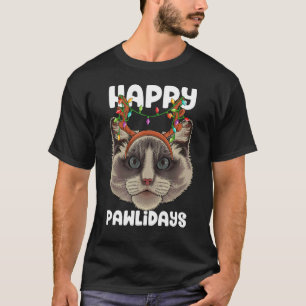 Camiseta Feliz Pawlidays Ragdoll Natal Pata Gato Feriados