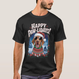 Camiseta Feliz Pawlidays Vizsla Natal Velcro Cão Engraçado