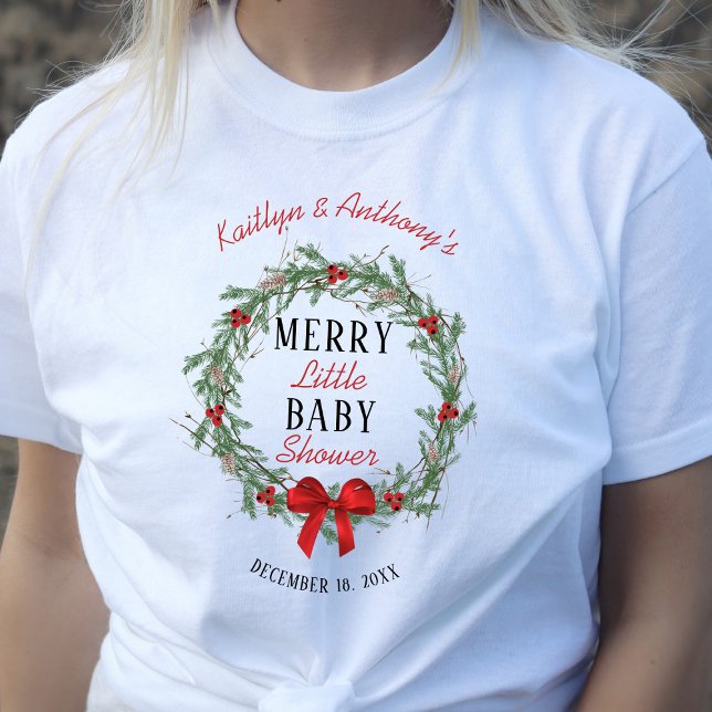 Camiseta Feliz Pequeno Chá de fraldas de Natal (Criador carregado)