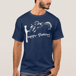 Camiseta Feliz Pesca Vomitando Peixes Escava No Angler 1484