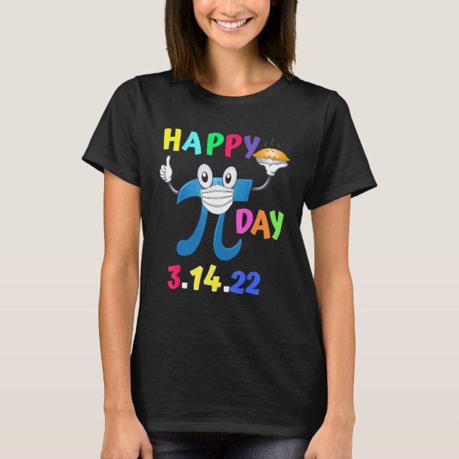 Camiseta Feliz Pi Day 2022 Engraçado Pi Segurando Uma Pie V (Frente)