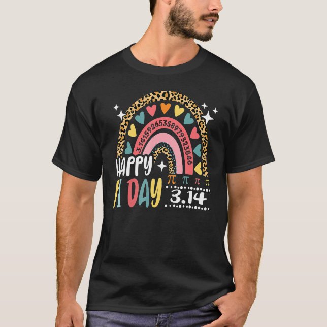 Camiseta Feliz Pi Day Leopard Rainbow Math Professores Gir (Frente)