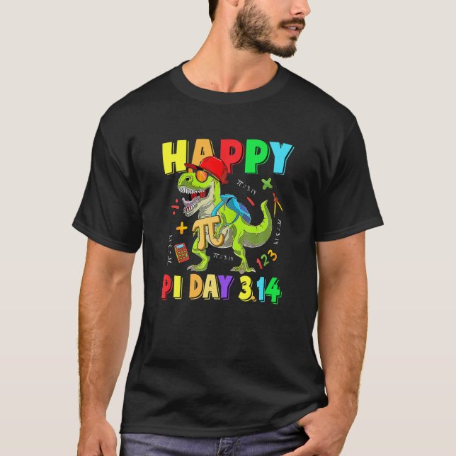 Camiseta Feliz Pi Dia 3.14 T Rex Dinossaur Mathemat T (Frente)