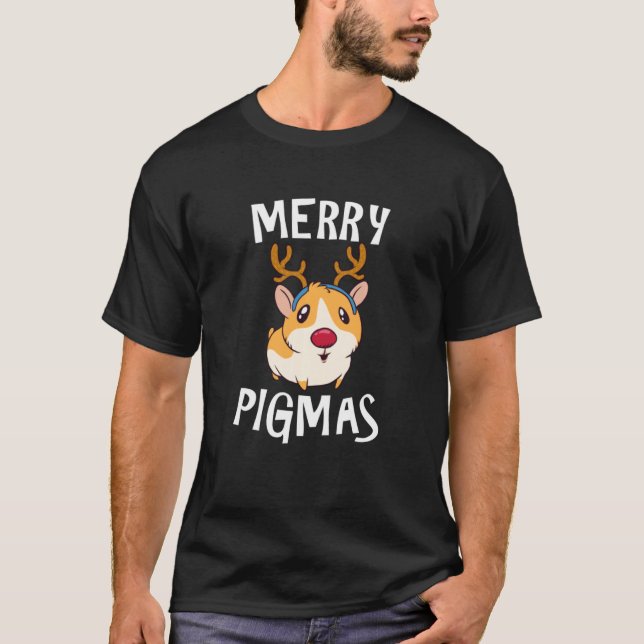 Camiseta Feliz Pigmas Engraçado Guiné Pig Xmas Pajama (Frente)