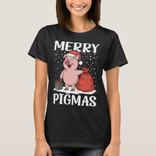 Camiseta Feliz Pigmas Engraçado Papais noeis De Natal Pig X