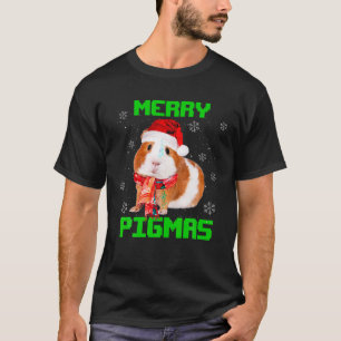 Camiseta Feliz Pigmas Guiné Porco Papai Noel Luz Neve Ch