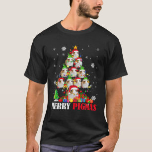 Camiseta Feliz Pigmas Xmas Papais noeis Luzes Elf Guiné Pi