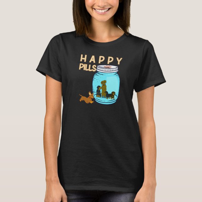 Camiseta Feliz Pílulas Cachorro Retriever Cachorro Mama Wei (Frente)