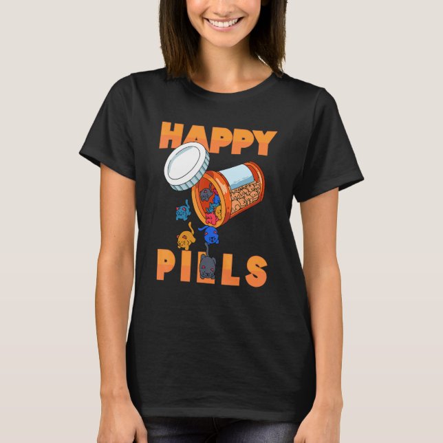 Camiseta Feliz Pílulas Diárias Organizadoras Com Animais Cu (Frente)