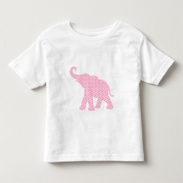 Camiseta Feliz Pink Elephant-Art Pattern Cute (Frente)