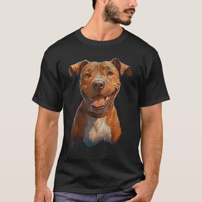 Camiseta Feliz Pit Bull Terrier Graphic Para Cão Lo (Frente)