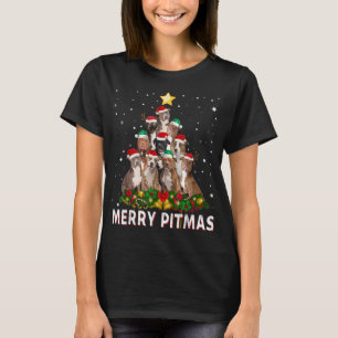 Camiseta Feliz Pitbull Cachorro de Natal Feio Tr