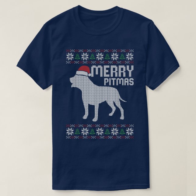 Camiseta Feliz Pitbull Pitmas Cachorro Natal Cachorro Feio  (Frente do Design)