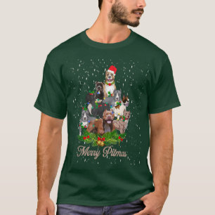 Camiseta Feliz Pitmas Engraçado Cachorro Pitbuloso Feio Árv