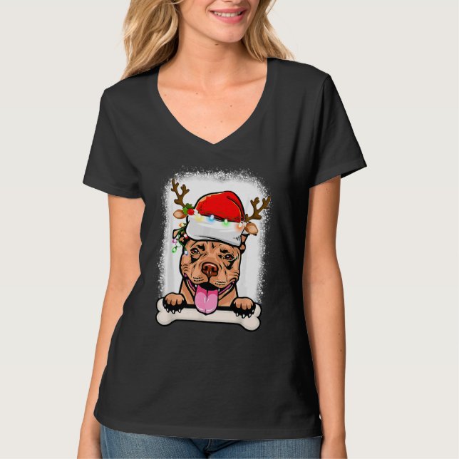Camiseta Feliz Pitmas Pitbull Papai Noel (Frente)