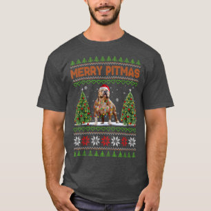 Camiseta Feliz Pitmas Pitbull Papai Noel Cão Feio Natal